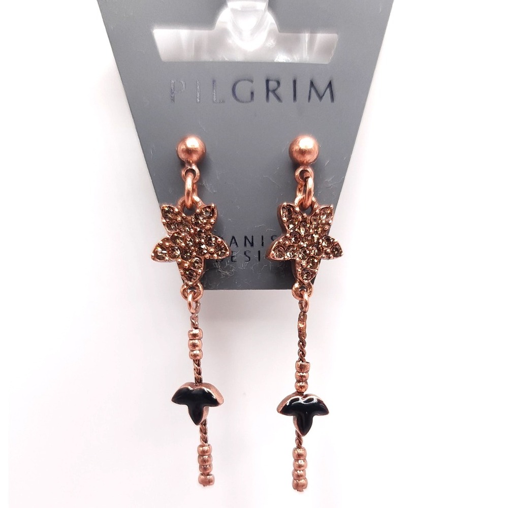 Pilgrim Rose Gold Swarovski Star Drop Earrings